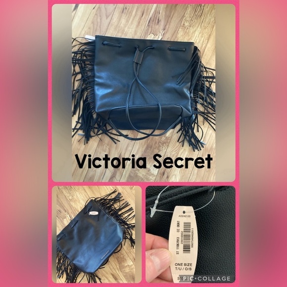 Victoria Secret purse/backpack fringe black NWT - Picture 1 of 8